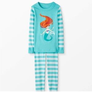 Hanna Andersson Disney Ariel Kids Pajama Set - Teal and White stripe NWT 12